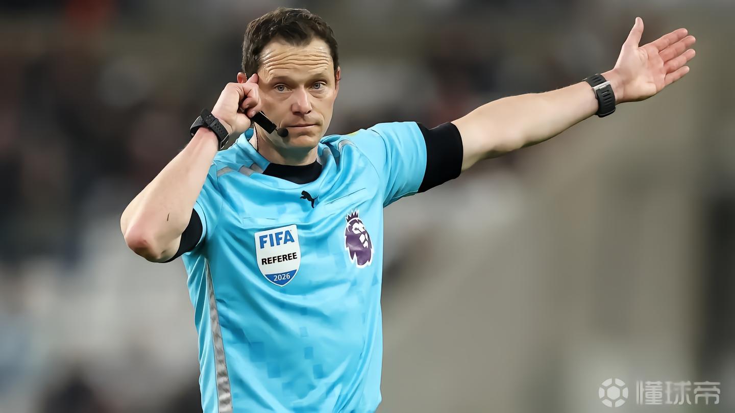 英超第35轮裁判：达伦-英格兰执法双红会，阿特维尔将担任VAR
